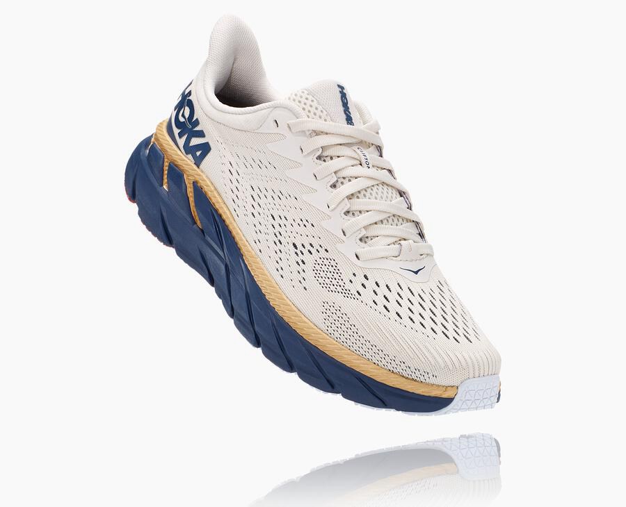 Hoka One One Hardloopschoenen Dames - Clifton 7 - Wit/Blauw - OH7649215